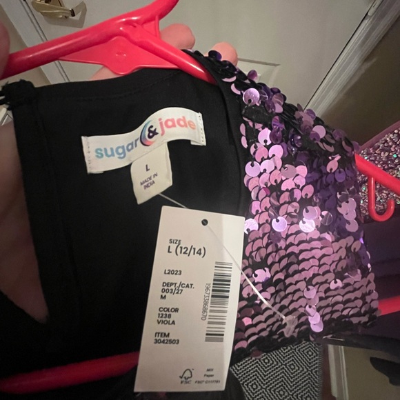 Sugar & Jade Tween Girls Sequin Party Dress- viola - Size L (12/14) - Picture 3 of 4